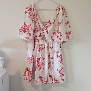 Twist front floral mini dress